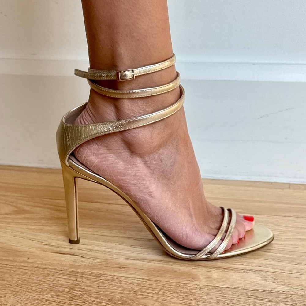 Giuseppe Zanotti Elegant Gold Ankle Strap Designer Heels Sandal 39